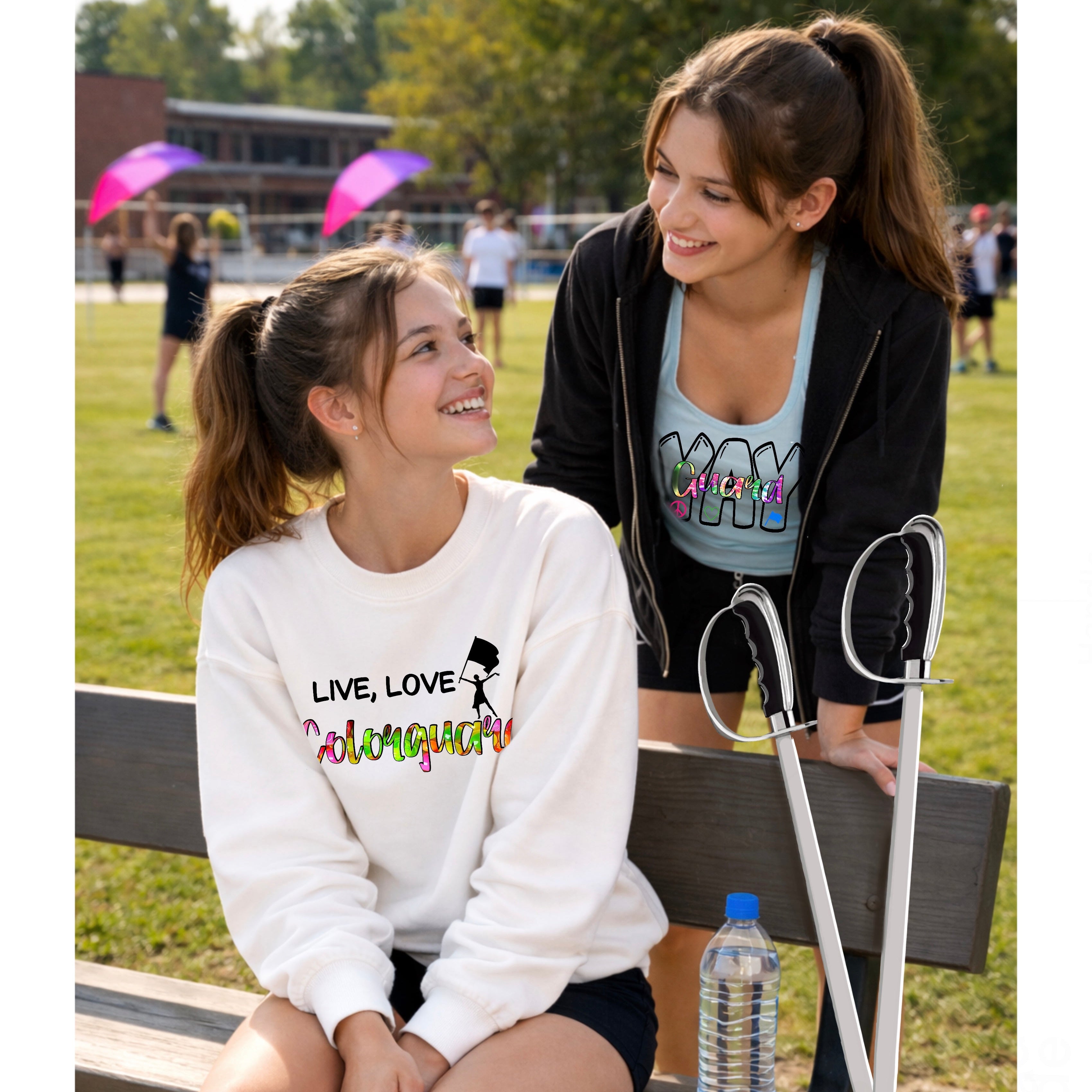 Live, Love Colorguard Crew Neck Sweatshirt