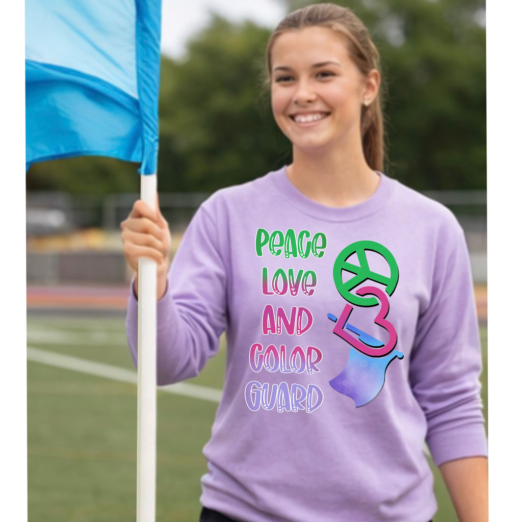 Peace, Love and colorguard Long Sleeve T-Shirt